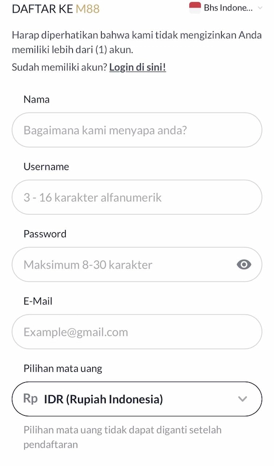 Langkah 2: Isi informasi pendaftaran