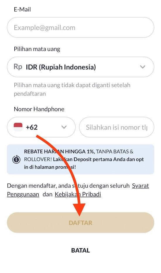 Langkah 3: Konfirmasikan pendaftaran