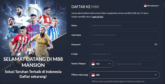 Tautan resmi daftar M88