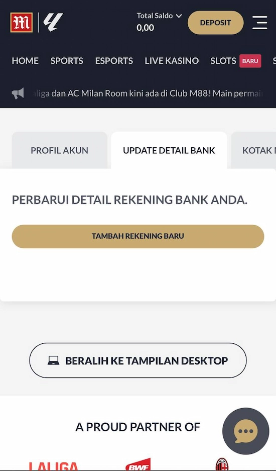 Tautkan rekening bank pemilik