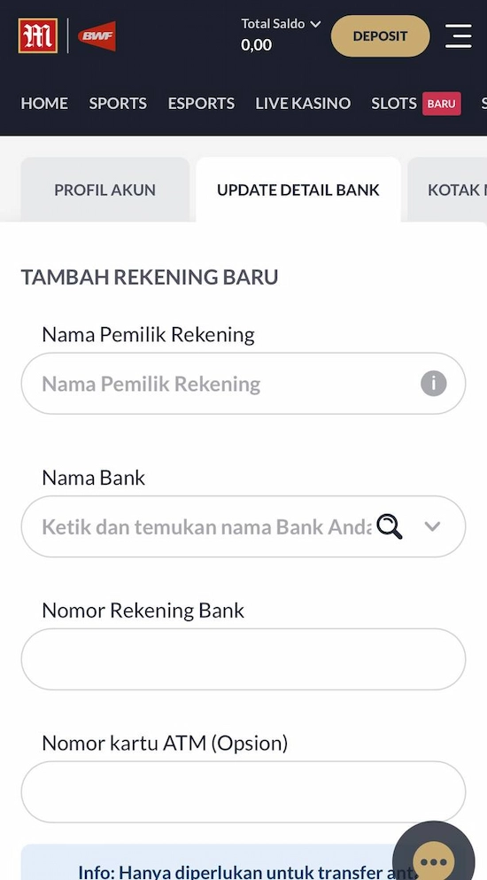 Tautkan rekening bank pemilik